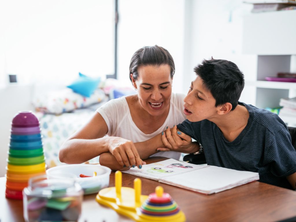 young man discussing a puzzle with a woman