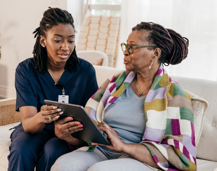 stock photo of a care provider and patient